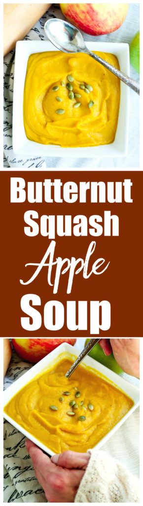 Butternut Squash Apple Soup Recipe. This is a vegan and gluten-free soup recipe that is rich and creamy and one of my favorite fall foods!
