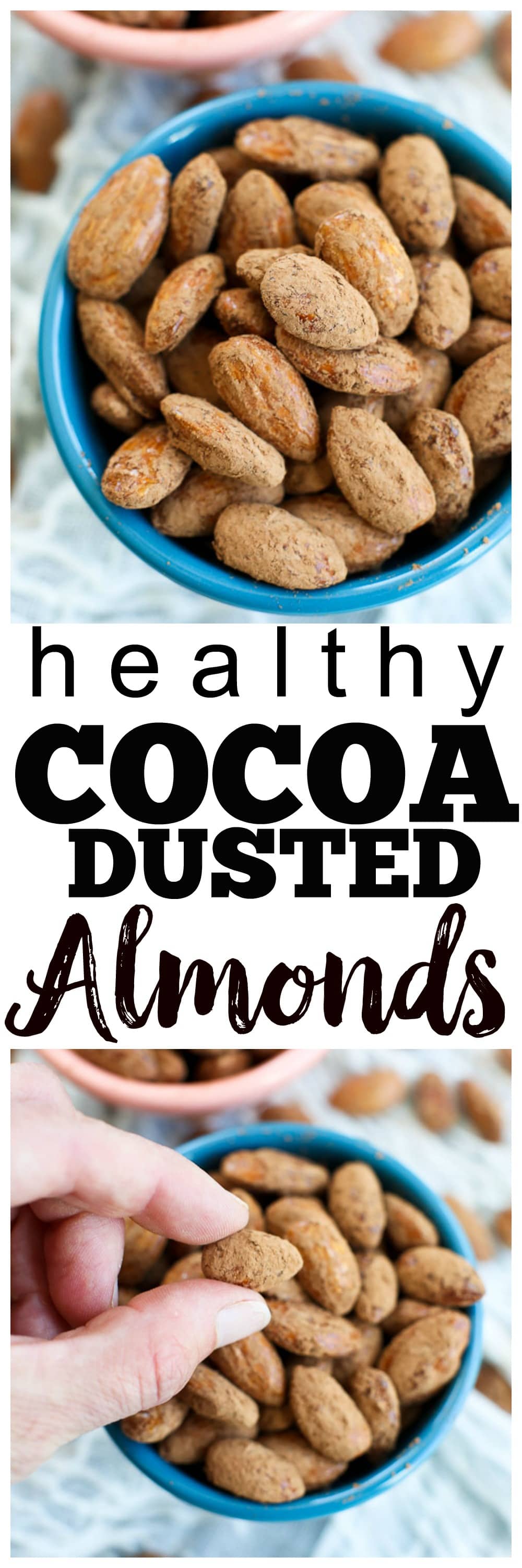 Cocoa Dusted Almonds recipe, healthy vegan gluten free snack ideas