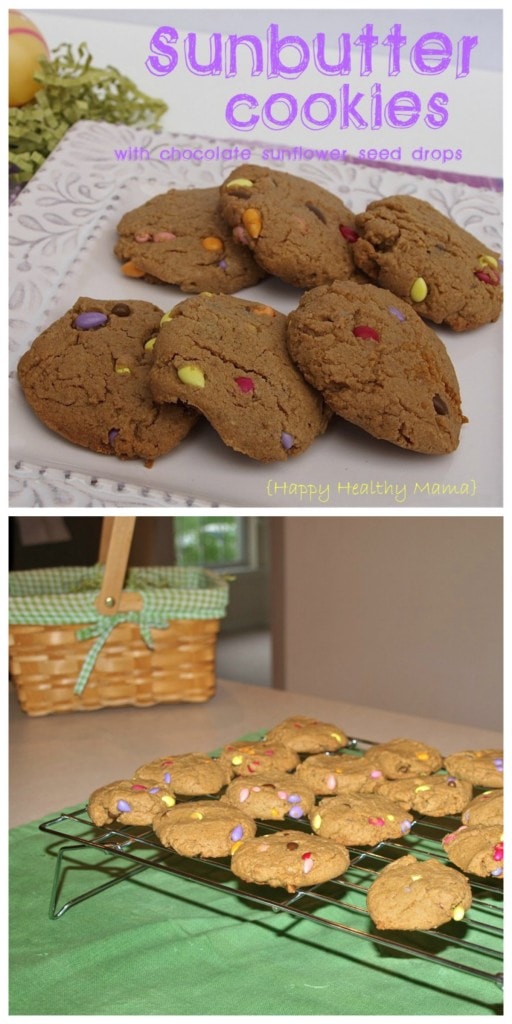These Sunbutter Cookies with Chocolate Sunflower Seed Drops are healthy, easy, and perfect for Easter!