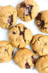Flourless Peanut Butter Chocolate Chunk Cookies Recipe with melted chocolate chunks
