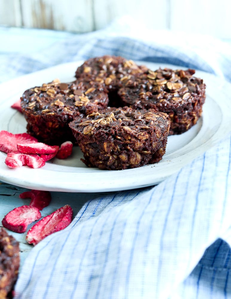 healthy and delicious Double Chocolate Strawberry Baked Oatmeal Muffin Cups Recipe