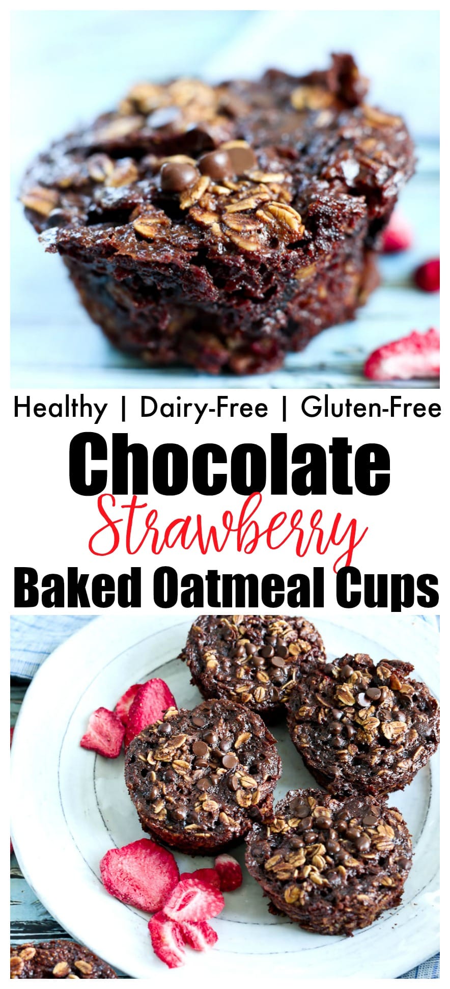 Double Chocolate Strawberry Baked Oatmeal Muffin Cups 