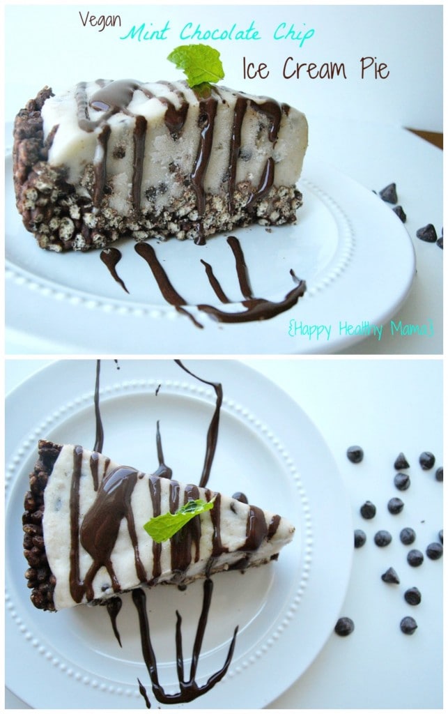 This Vegan Mint Chocolate Chip Ice Cream Pie is so simple to make. Great healthy dessert recipe!