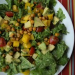 Fiesta Salad--a main course salad with roasted chickpeas and a fabulous cilantro-lime dressing