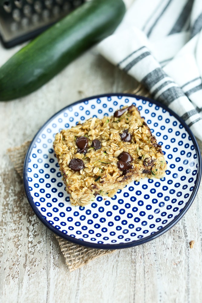 Zucchini oatmeal Snack Bars with Chocolate Chips