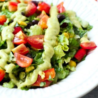 Close up picture showing Chopped Mexican Salad with Spicy Avocado Dressing