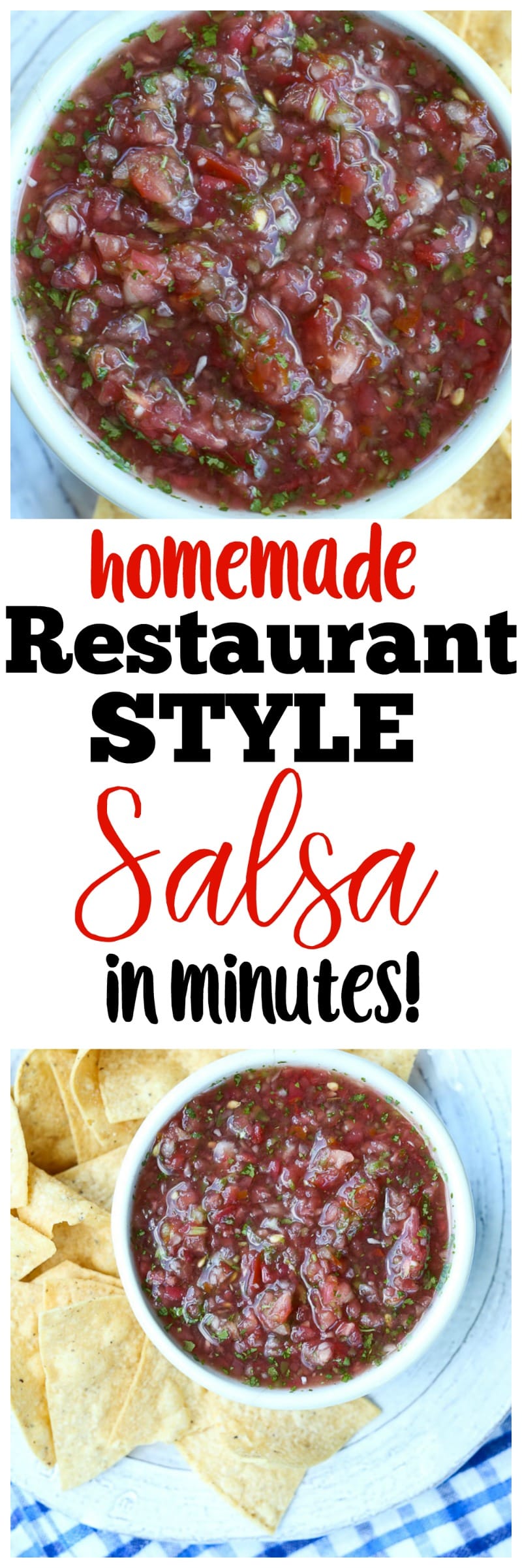 This restaurant style salsa recipe is made with fresh tomatoes and is ready in minutes! Quick, easy, delicious! The BEST! vegan | gluten-free | healthy | Paleo | snack | appetizer