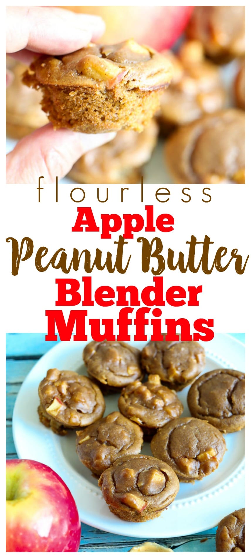 Flourless 15 minutes Apple Peanut Butter Muffins. Gluten-free, healthy, perfect back to school recipe
