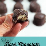 These Salted Dark Chocolate Covered Banana are a healthy way to satisfy your sweet tooth! Each one is just 48 calories, 3 grams of fat, 1.3 grams of added sugar, and just under 1 gram of protein! Quick and easy recipe!