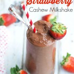 This Chocolate Covered Strawberry Milkshake is dairy-free, yet totally delicious. It's a healthy treat that's made without refined sugar. Super easy recipe to make! Gotta love a healthy dessert.