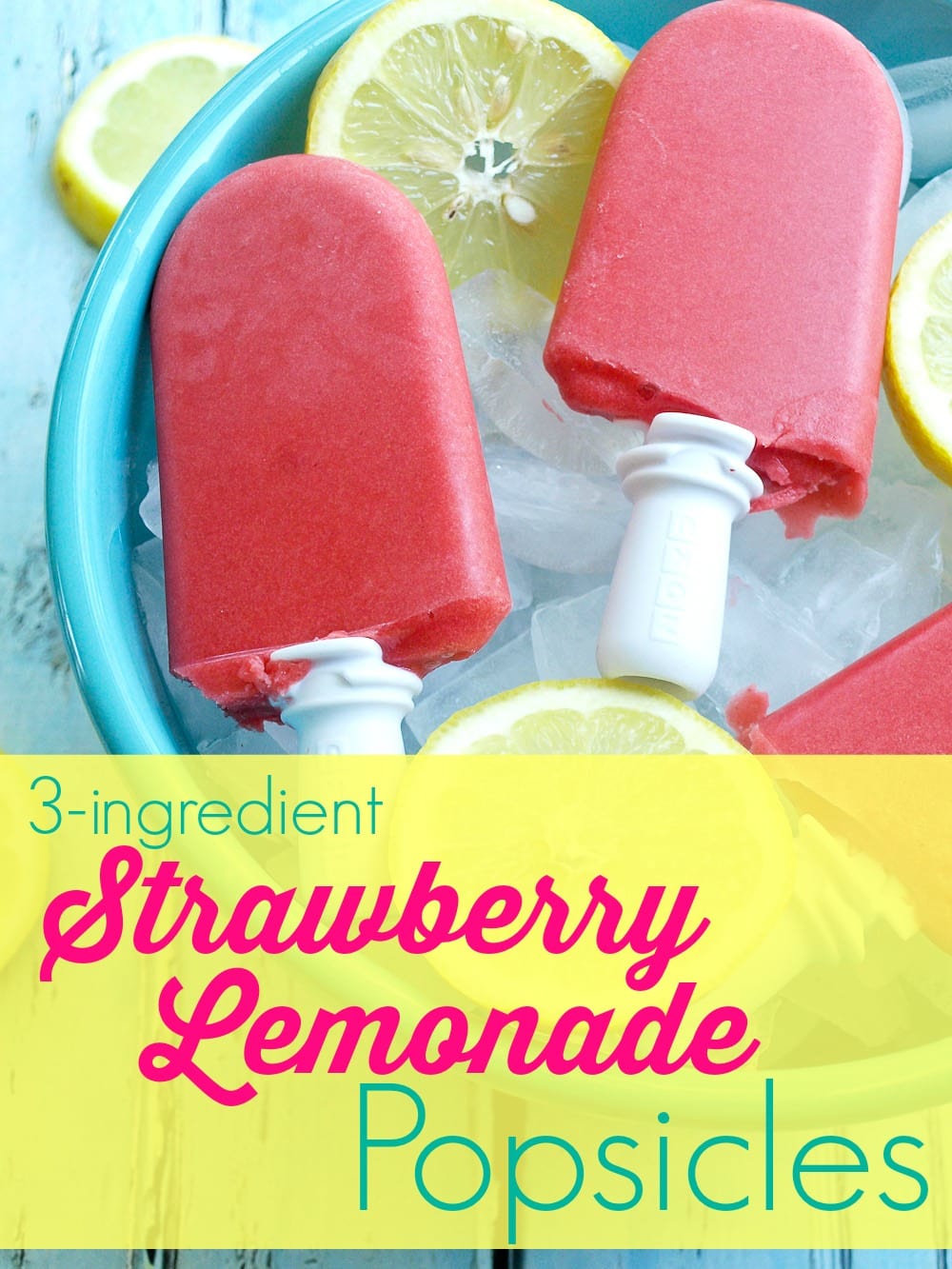 3 ingredient Strawberry Lemonade Popsicle recipe. Such an easy popsicle recipe and it's all natural ingredients--nothing fake here! This is the real deal and the kids love these for a healthy and light summer dessert.