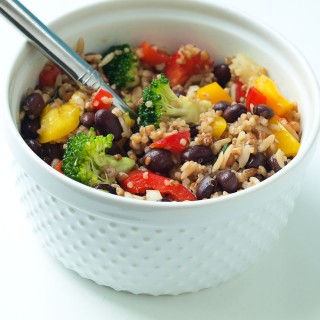 Rainbow Rice and Beans---This healthy lunch is made quickly with Minute Ready to Serve Whole Grain Medley Rice Blend. The portion controlled, portable precooked grains make this the perfect lunch to pack for school or work!