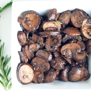 Mushroom Sauté with Rosemary, Garlic, and Red Wine. This is a quick and easy side dish recipe OR serve it over a bed of polenta for a great vegetarian or vegan main course. Delicious!