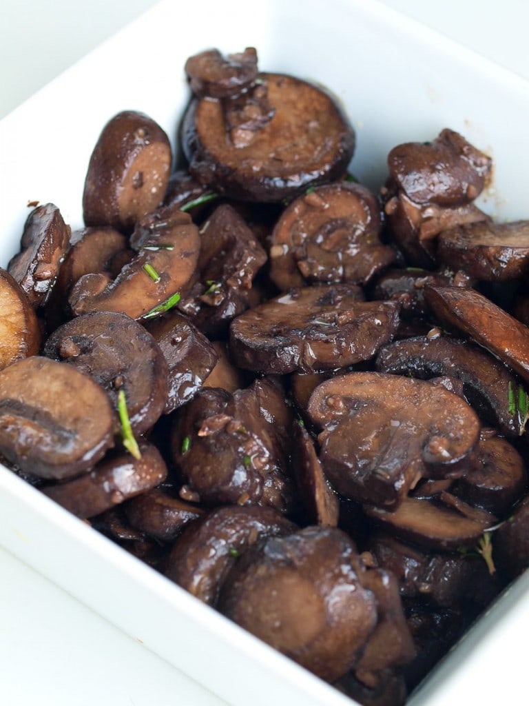 Mushroom Sauté with Rosemary, Garlic, and Red Wine. This is a quick and easy side dish recipe OR serve it over a bed of polenta for a great vegetarian or vegan main course. Delicious!