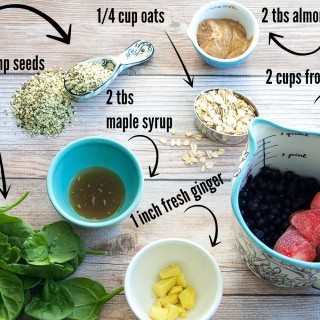 This is The Husband Protein Smoothie. An all-natural, vegan smoothie with over 20 grams of protein without any protein powder! This keeps my 6'4" husband full until lunch time! A great quick and healthy breakfast idea.