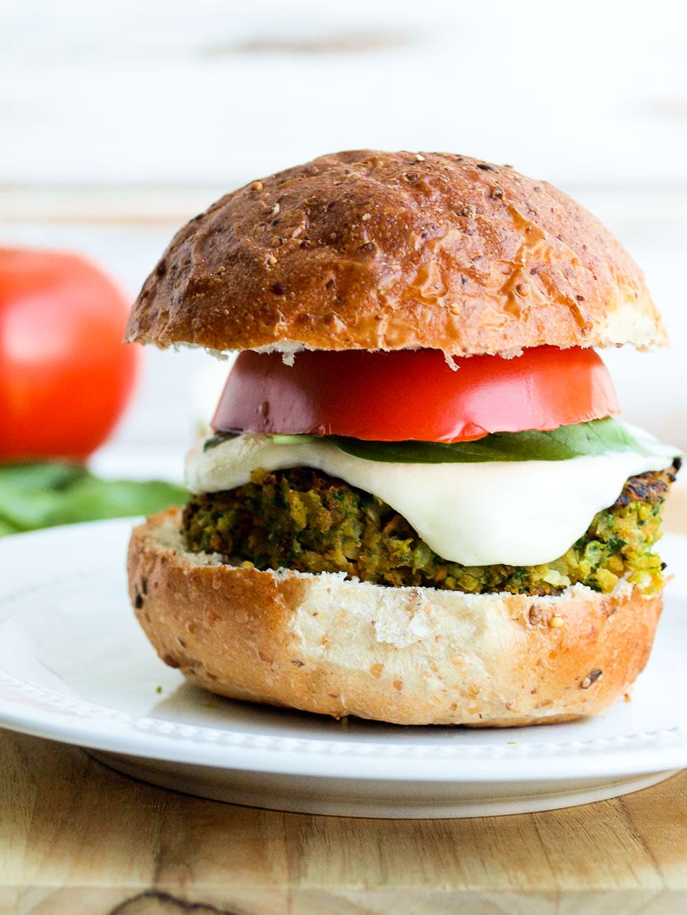 Caprese Chickpea Veggie Burger