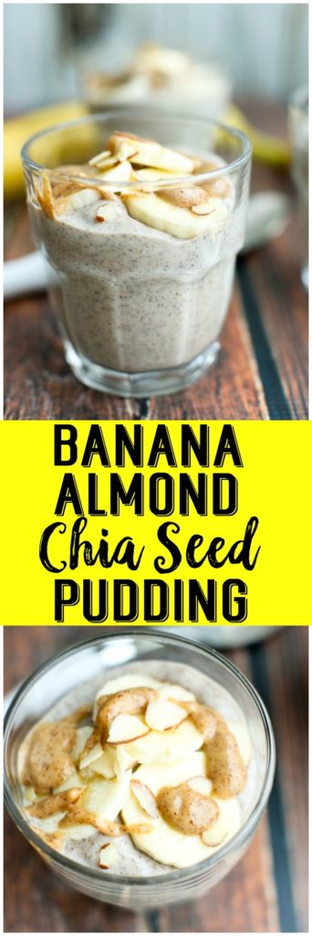 Creamy and vegan Banana Almond Chia Seed Pudding. Full of plant-based protein, this makes a healthy breakfast or snack! Gluten-free breakfast also