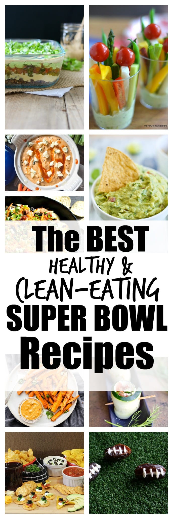 Healthy clean eating Super Bowl recipes. The ultimate list of healthy party food! Lots of gluten-free vegan and vegetarian recipes