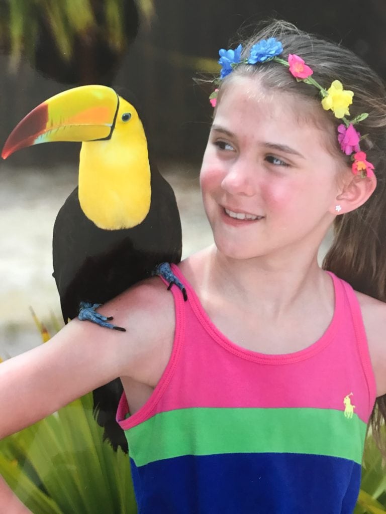 Meghan with a toucan at Club Med Cancun Yucatan