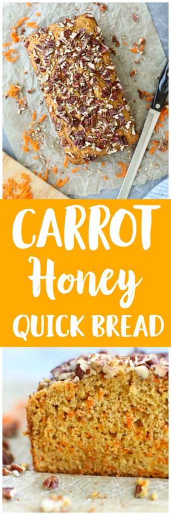 The BEST quick bread recipe! Healthy Carrot Honey Quick Bread is so moist and has a vibrant color. YUM.
