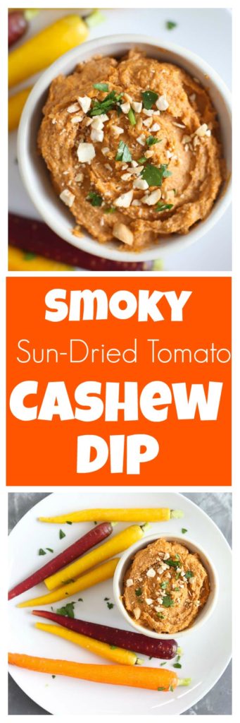Dairy-free, vegan, Paleo Smoky Sun-Dried Tomato Cashew Dip recipe--this is a great healthy appetizer perfect for your next party