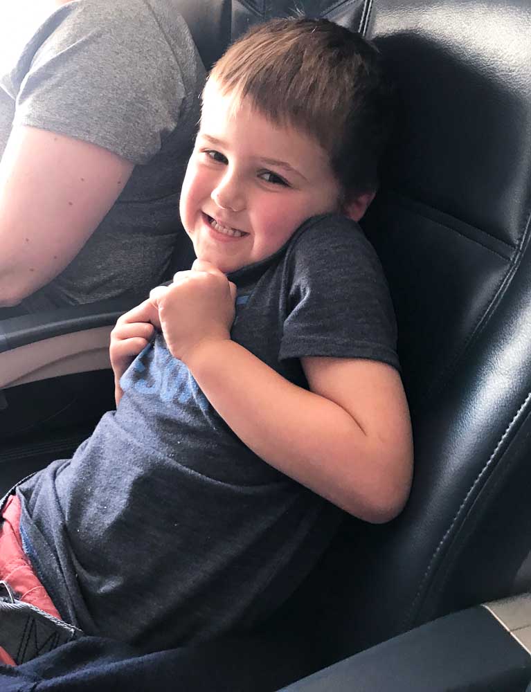 Luke on the plane heading to Mexico