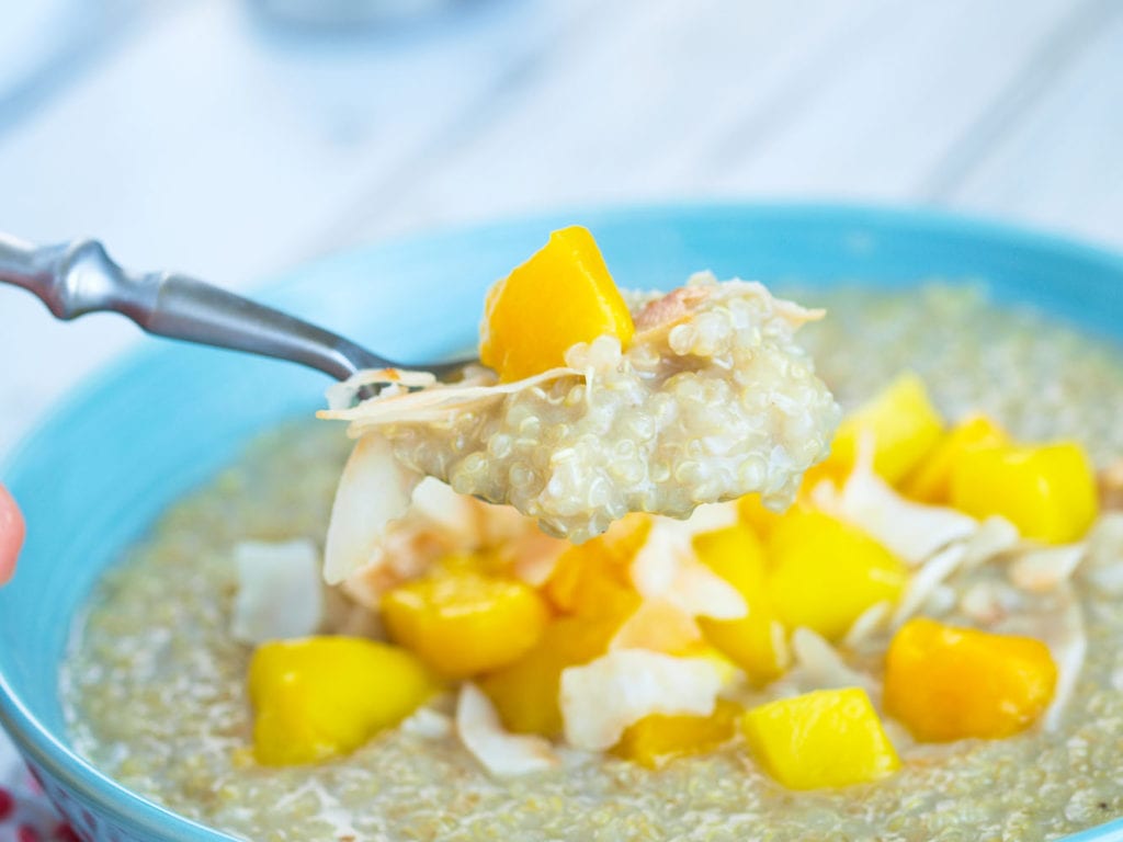 The BEST recipe for creamy tropical breakfast quinoa