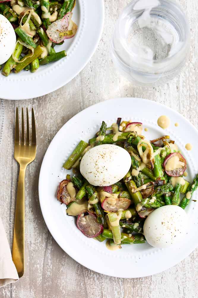 Spring Vegetable Skillet with Soft Boiled Eggs