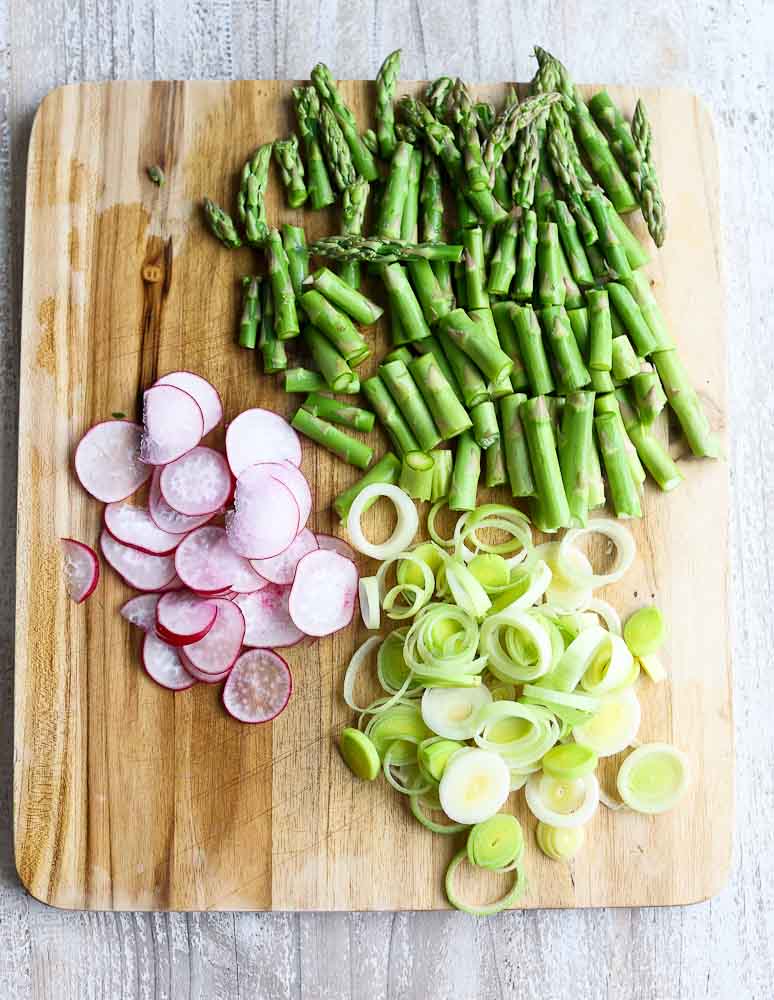 Spring Vegetable Skillet with Soft Boiled Eggs