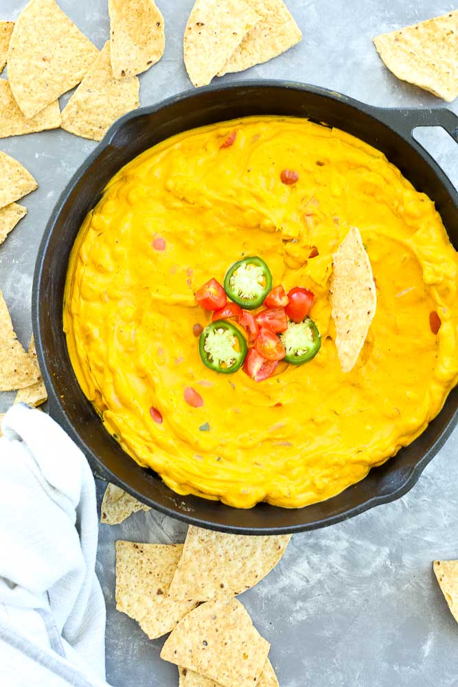 VEGAN LOADED queso dip recipe made with veggies