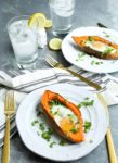 Recipe for Baked Eggs with Spinach in Sweet Potato Boats.