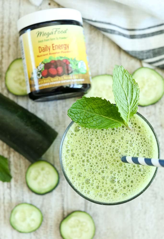 Energizing Cucumber Mint Smoothie with Daily Energy Nutrient booster