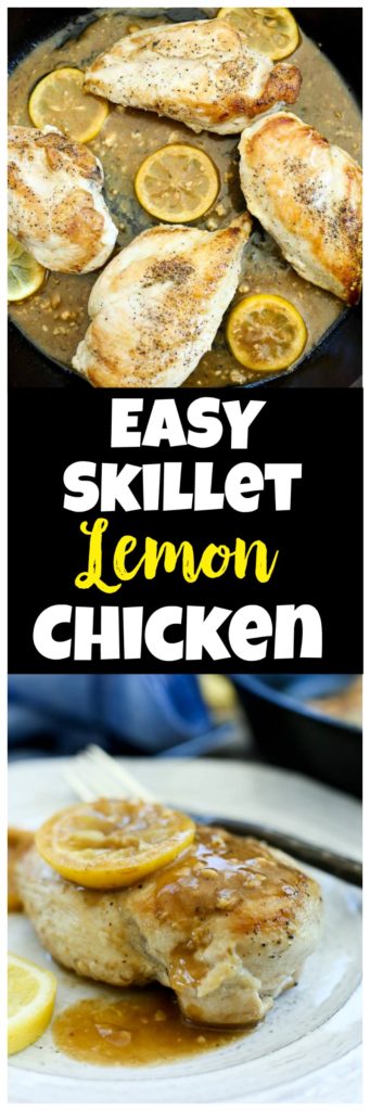 Easy and healthy dinner recipe! Easy Skillet Lemon Garlic Chicken recipe is low carb, Paleo, whole30, gluten-free, and so delicious. Family Favorite. 