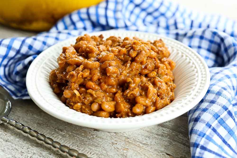 a Bowl of Homemade Baked Beans from Scratch recipe