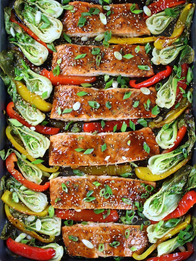 Bell Peppers Recipes: Honey-Lime Roasted Sheet Pan Salmon and Veggies