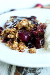 Big cherries in the gooey filling of the Fresh Cherry Crumble recipe