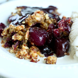 Big cherries in the gooey filling of the Fresh Cherry Crumble recipe