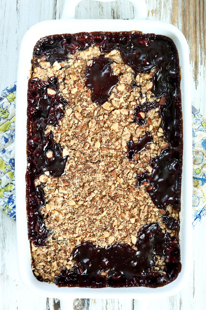 Fresh Cherry Crumble recipe warm and ready