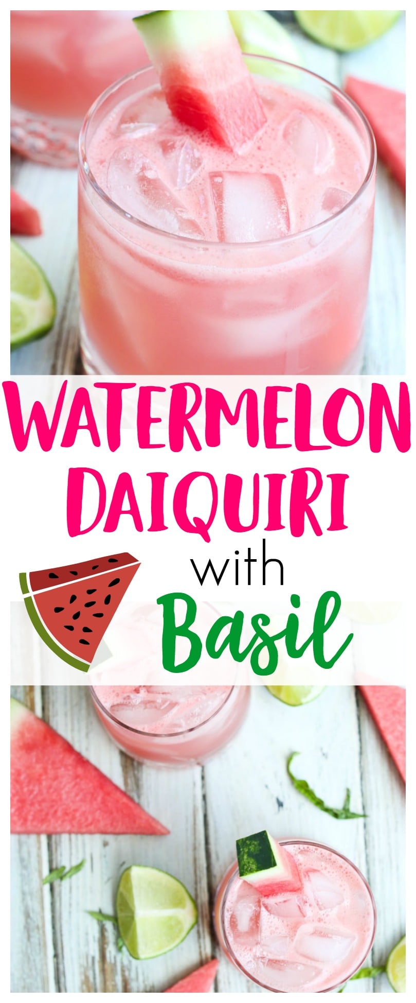 Watermelon Daiquiri Recipe | cocktail with basil | rum cocktails | summer cocktails | watermelon cocktails