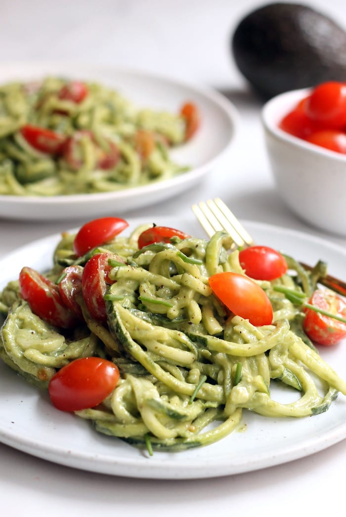 Creative recipes with basil--pesto zucchini noodles