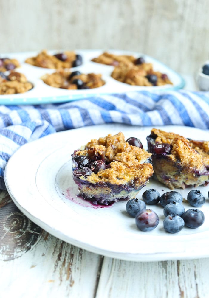Baked Blueberry French Toast Cups Recipe Overhead Shot