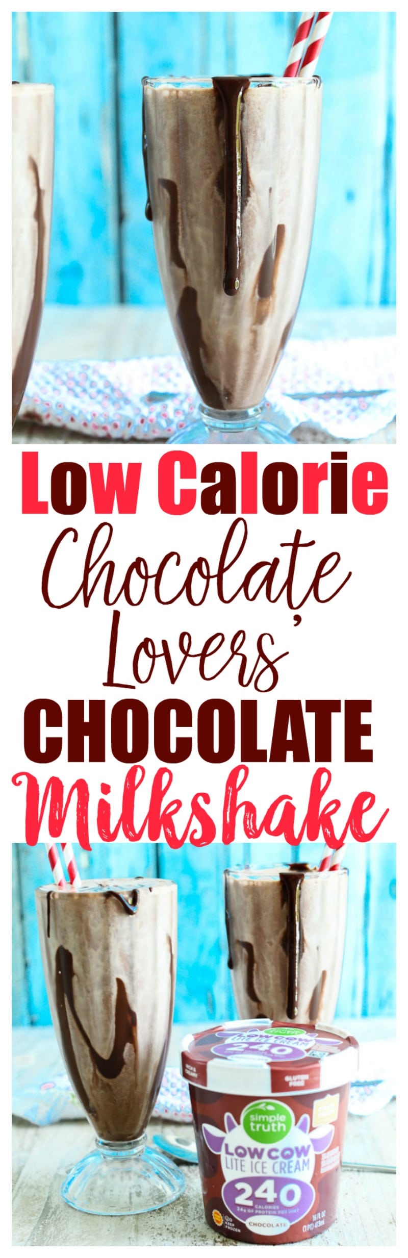 LOW CALORIE Chocolate Lovers' Chocolate Milkshake recipe--healthy dessert--high protein