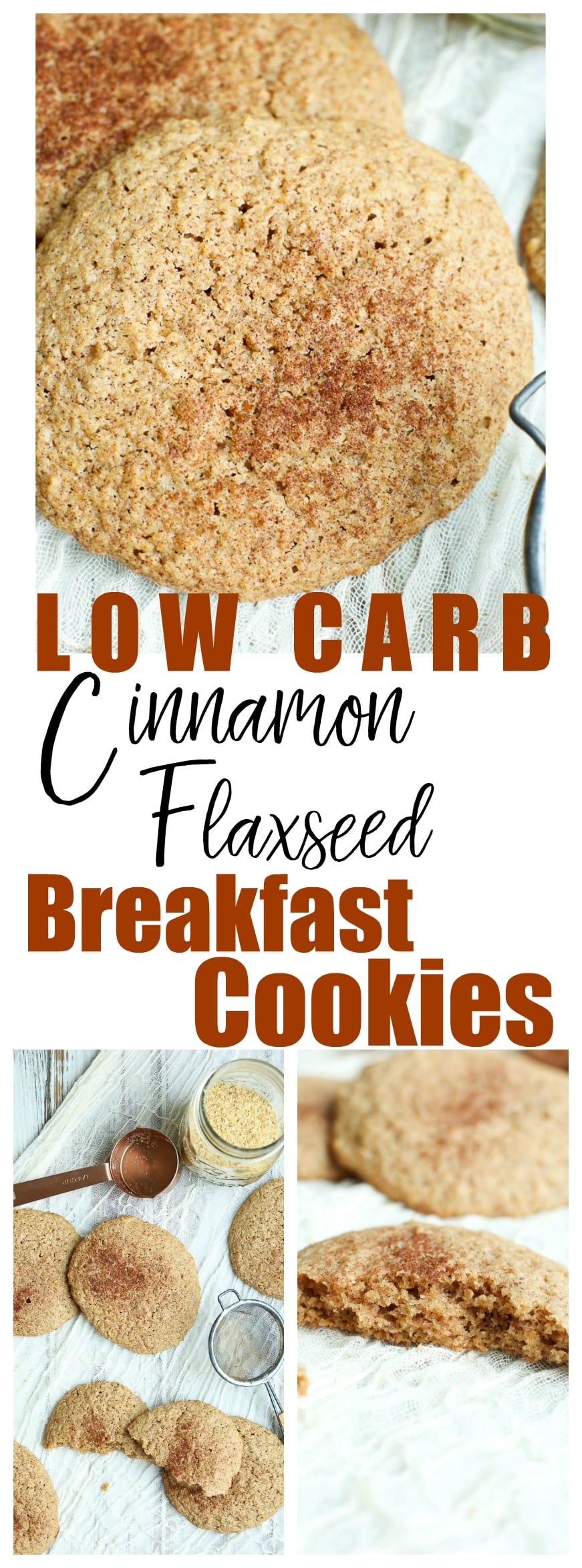 Low Carb Flaxseed Cinnamon Breakfast cookies. Healthy breakfast idea, gluten-free, easy 