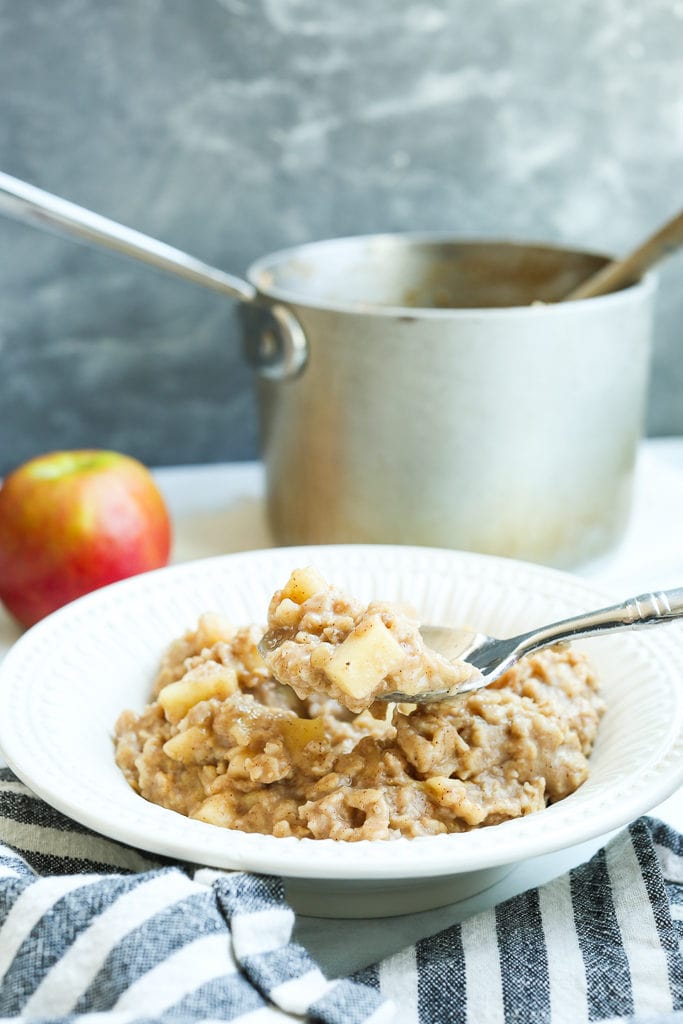 Apple Cinnamon Oatmeal Recipe with a spoonful
