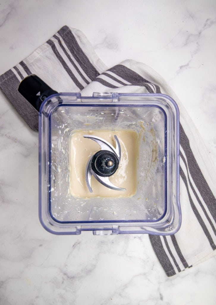 processed tofu in blender