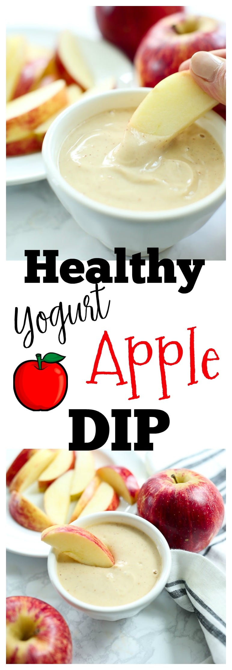 Healthy Yogurt Peanut Butter Apple Dip recipe--healthy after school snack recipe with no refined sugar and gluten-free