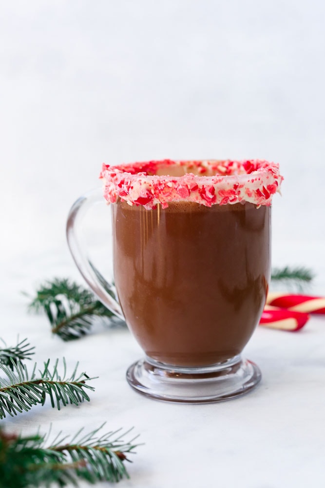 Homemade Peppermint Hot Cocoa Recipe-made without refined sugar