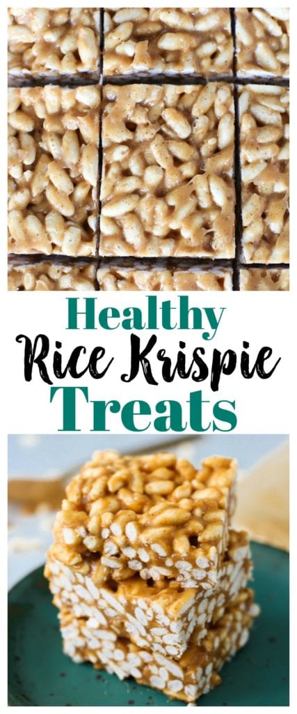 Healthy Rice Krispie Treats with peanut butter and honey #vegan options #glutenfree #cleaneating