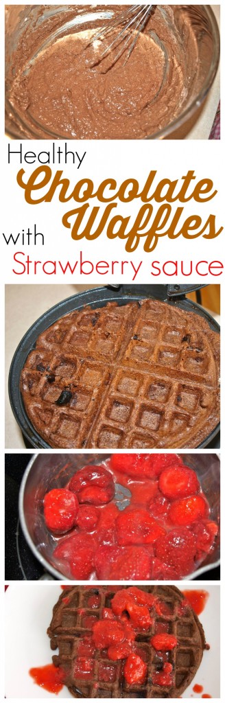 All healthy food should taste this good! These healthy Chocolate Waffles with Strawberry Sauce are AMAZING! Fabulous healthy , clean-eating recipe.