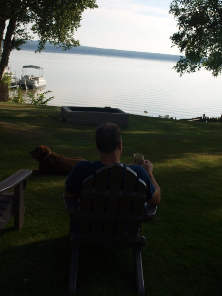 Tim drinking coffee in the am